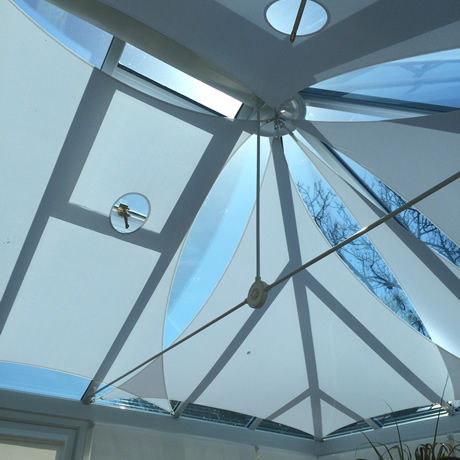 Sail blinds for conservatory roof